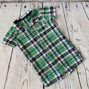 Carter’s Super-Fun Green & Blue Plaid Onesie 24M